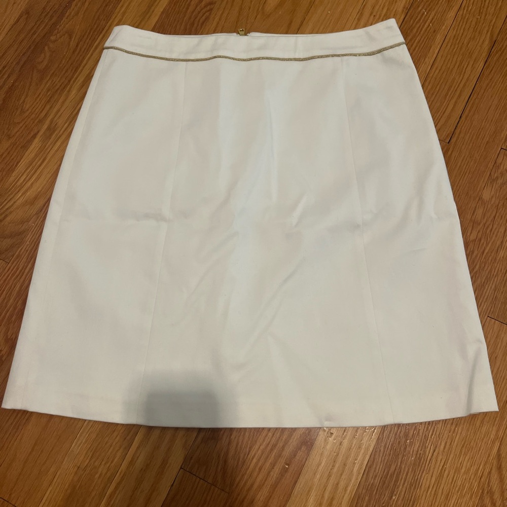 Tahari White Skirt with gold accents